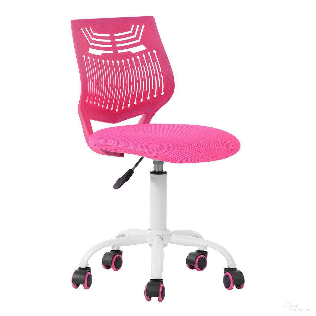 Adjustable Height Swivel Rolling Office Chair In Pink and White