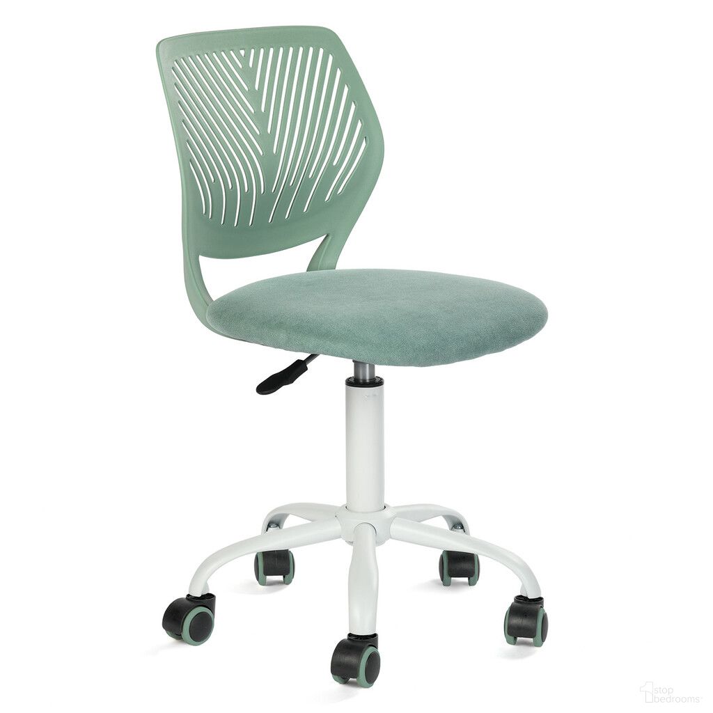Adjustable Height Swivel Rolling Office Chair In Teal and White