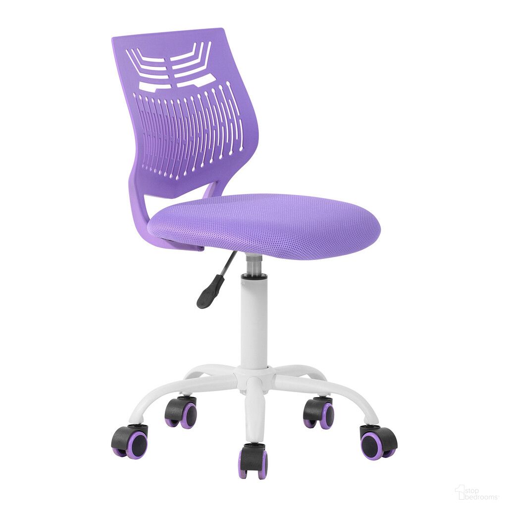 Adjustable Height Swivel Rolling Office Chair In White and Purple