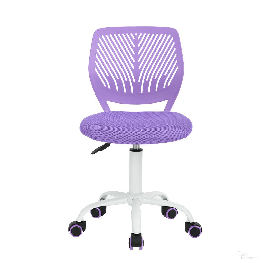 Adjustable Height Swivel Rolling Office Chair In White and Purple