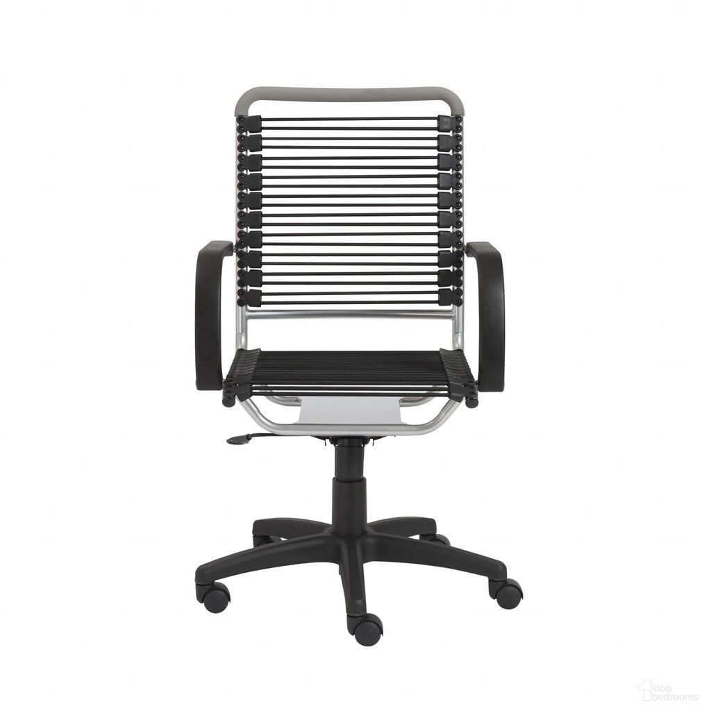 Adjustable Swivel Bungee Rolling Office Chair In Silver and Black