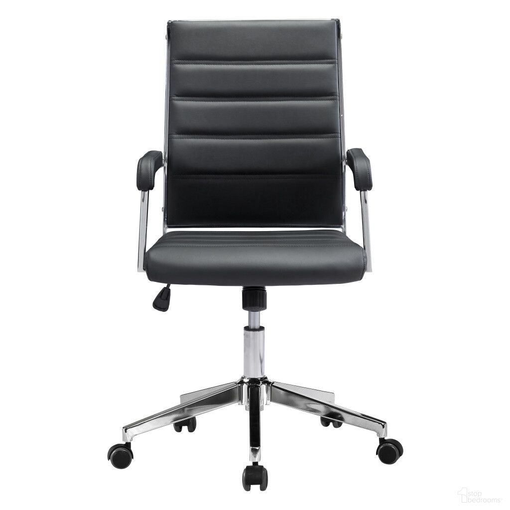 Adjustable Swivel Faux Leather Rolling Conference Office Chair In Silver and Black