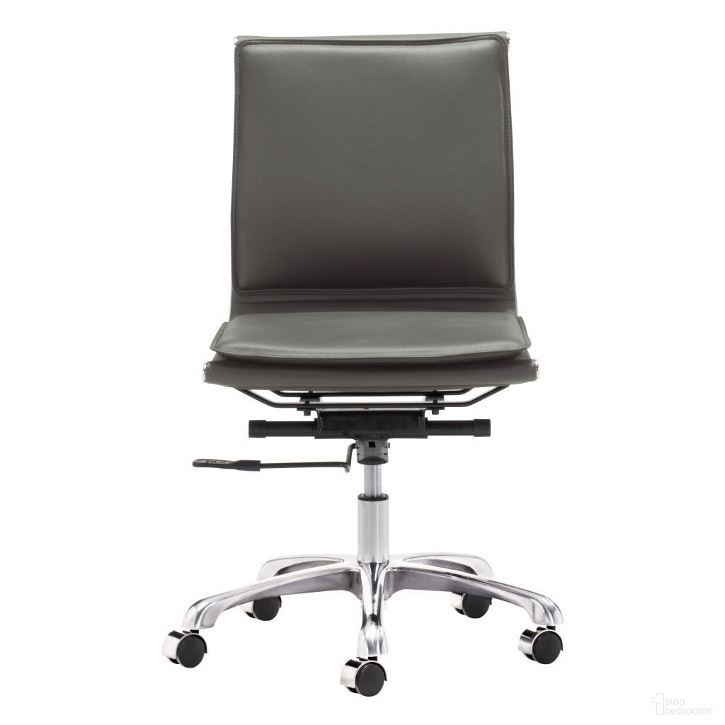 Adjustable Swivel Faux Leather Rolling Executive Office Chair In Grey and Silver