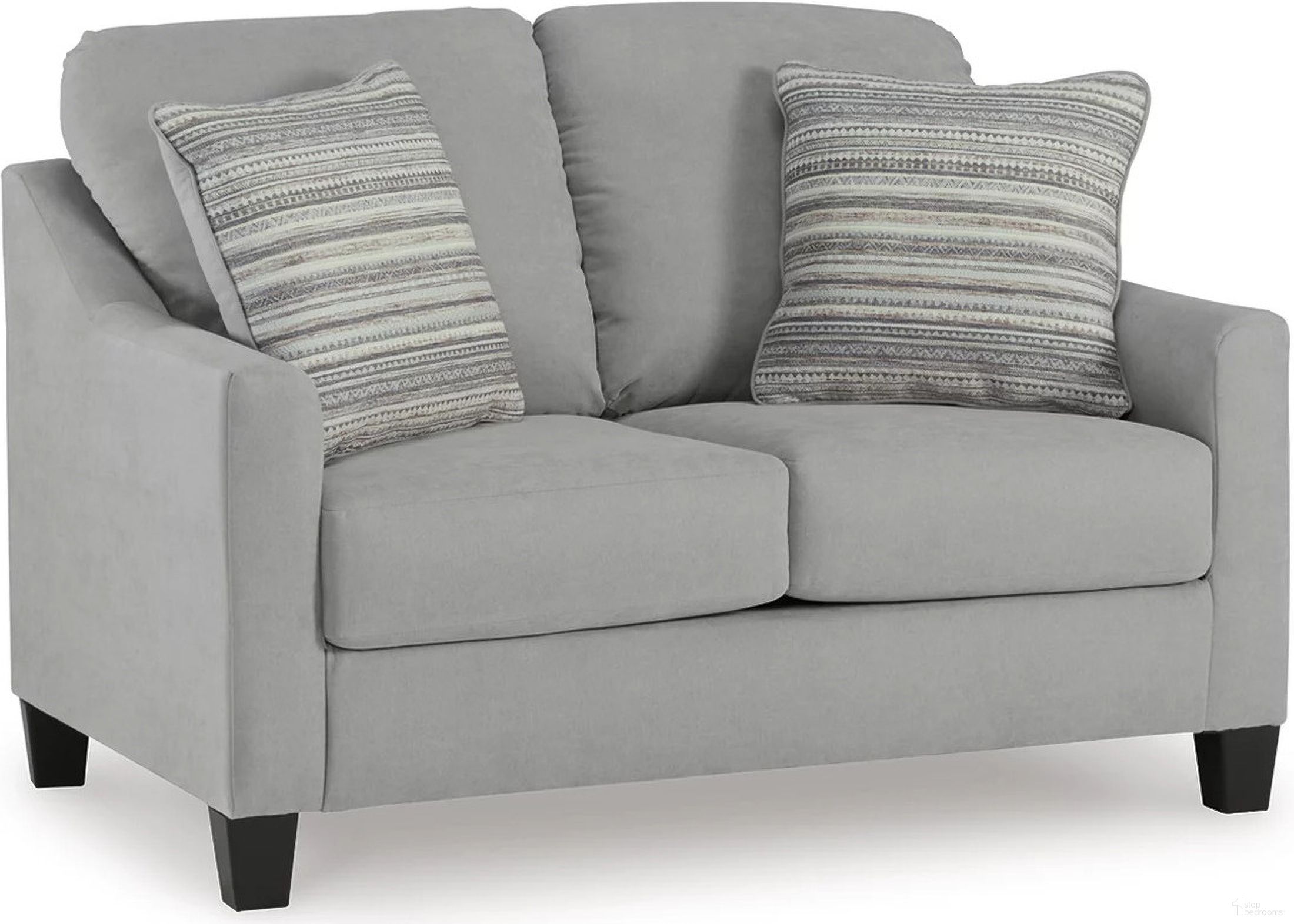 The appearance of Adlai Loveseat In Shadow designed by Signature Design by Ashley in the modern / contemporary interior design. This shadow piece of furniture  was selected by 1StopBedrooms from Adlai Collection to add a touch of cosiness and style into your home. Sku: 3010335. Material: Fabric.