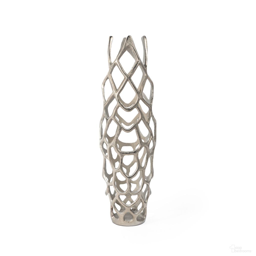 Adler 27 Inch Small Metal Floor Vase In Silver