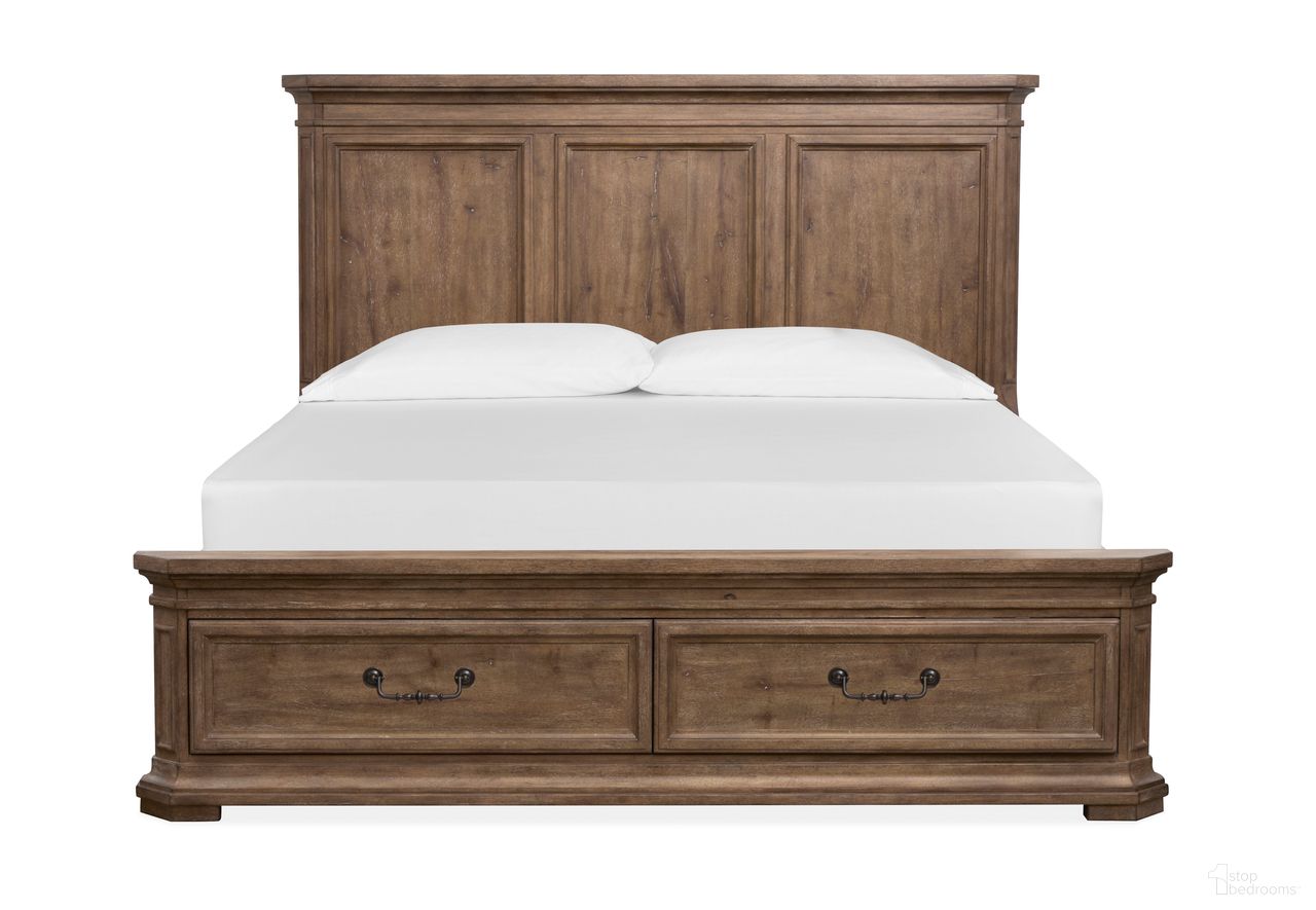 The appearance of Adler Court Queen Panel Storage Bed In Florentine Walnut designed by Magnussen in the transitional interior design. This florentine walnut piece of furniture was selected by 1StopBedrooms from Adler Court Collection to add a touch of cosiness and style into your home. Sku: B5991-54H;B5991-55SF;B5991-55R. Bed Type: Panel Bed. Bed Size: Queen. Material: Oak Veneer.