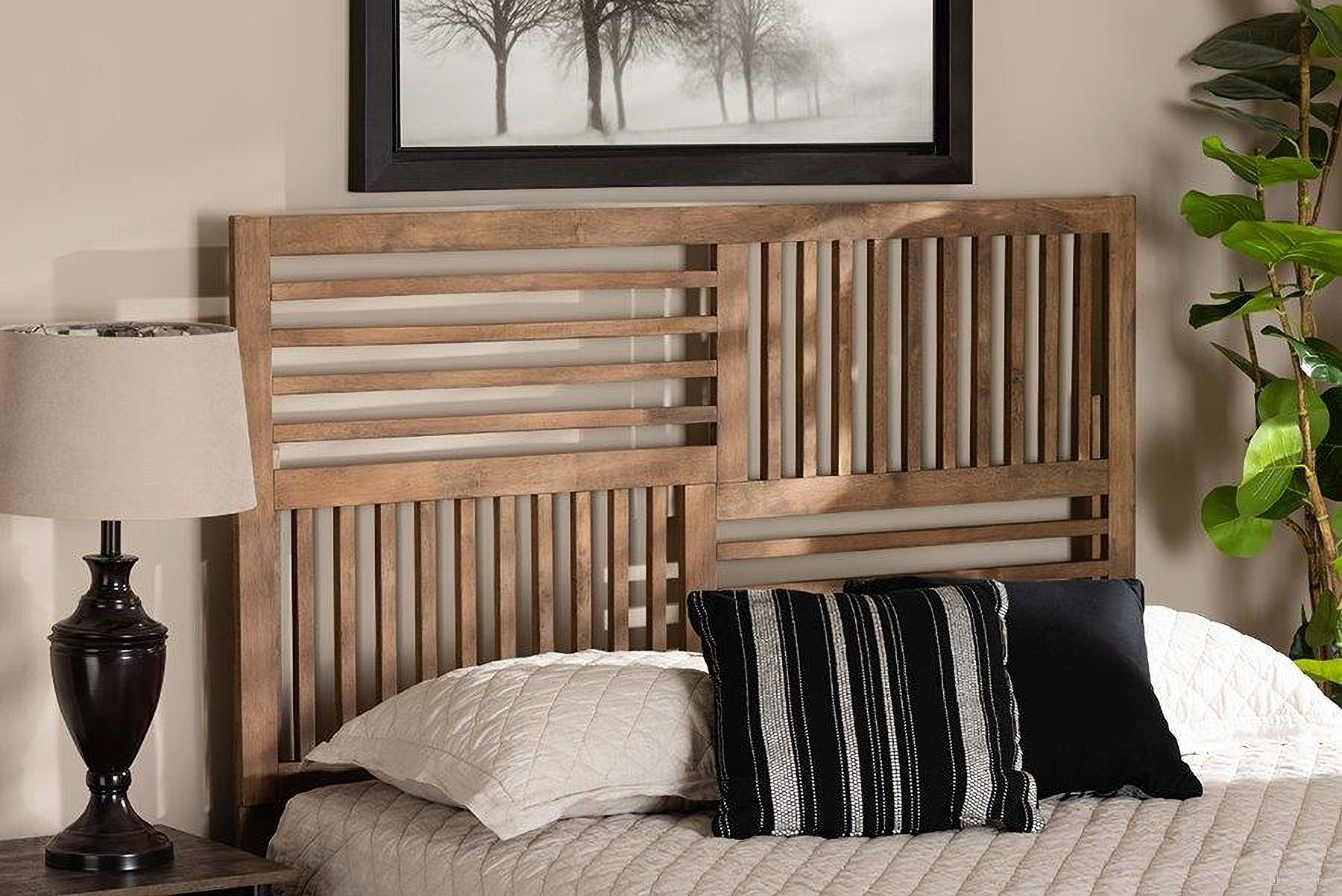 The appearance of Adler Modern and Contemporary Transitional Ash Walnut Finished Wood King Size Headboard designed by Baxton Studio in the modern / contemporary interior design. This ash walnut piece of furniture  was selected by 1StopBedrooms from Adler Collection to add a touch of cosiness and style into your home. Sku: MG9747-Ash Walnut-HB-King. Bed Size: King. Material: Rubberwood.