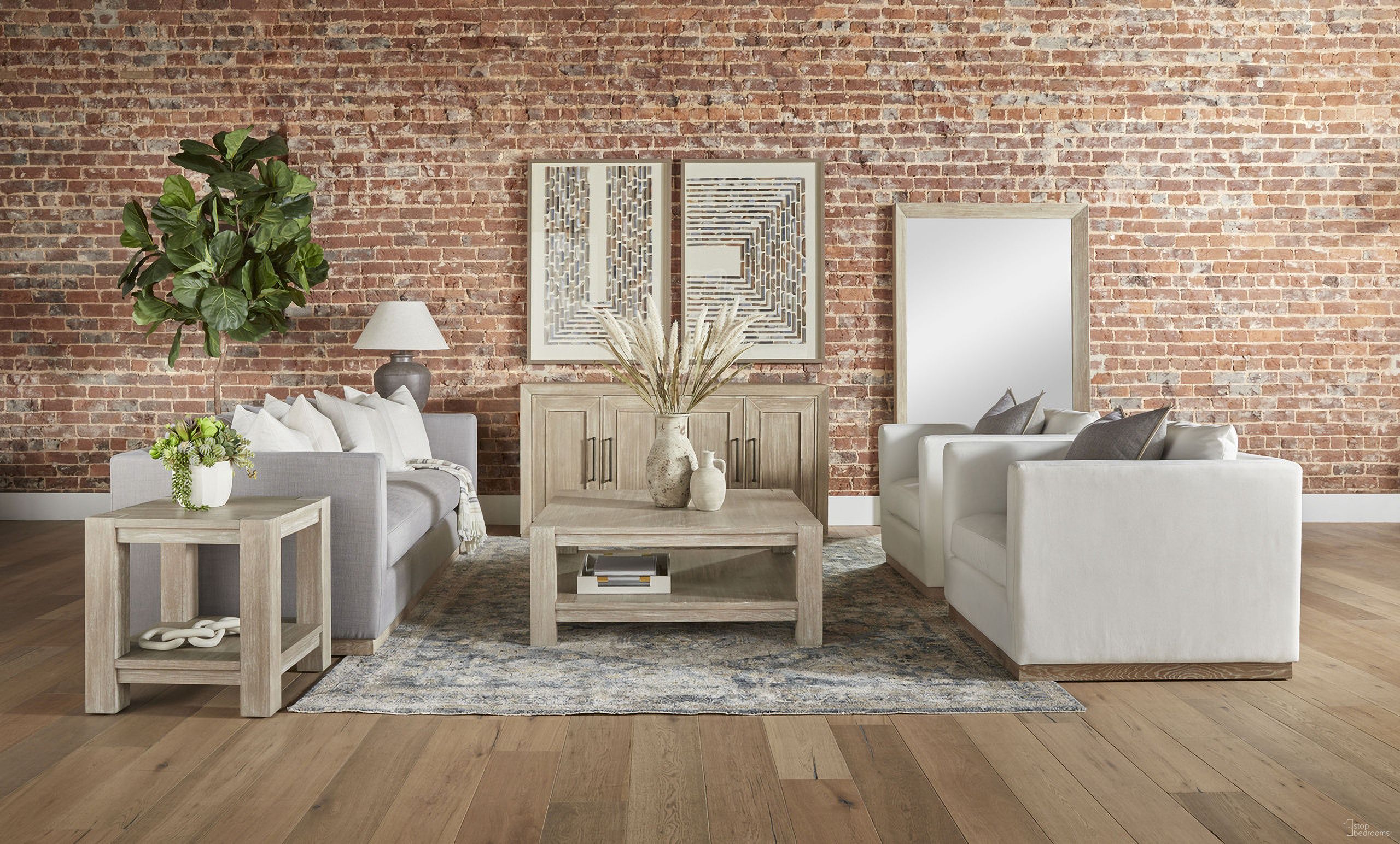 Adler Square Occasional Table Set In Natural Gray