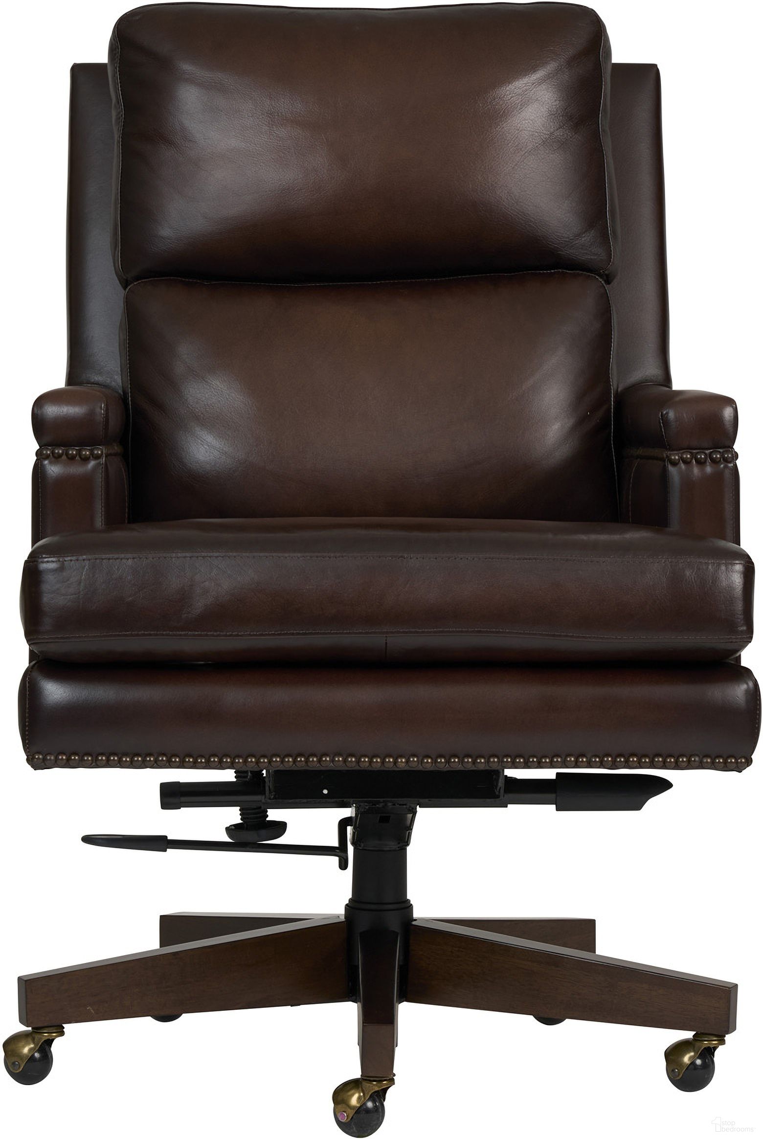The appearance of Admiral Executive Chair In Mystic Bourbon designed by Aspenhome in the traditional interior design. This bourbon piece of furniture  was selected by 1StopBedrooms from Admiral Collection to add a touch of cosiness and style into your home. Sku: A12-3681. Material: Leather.