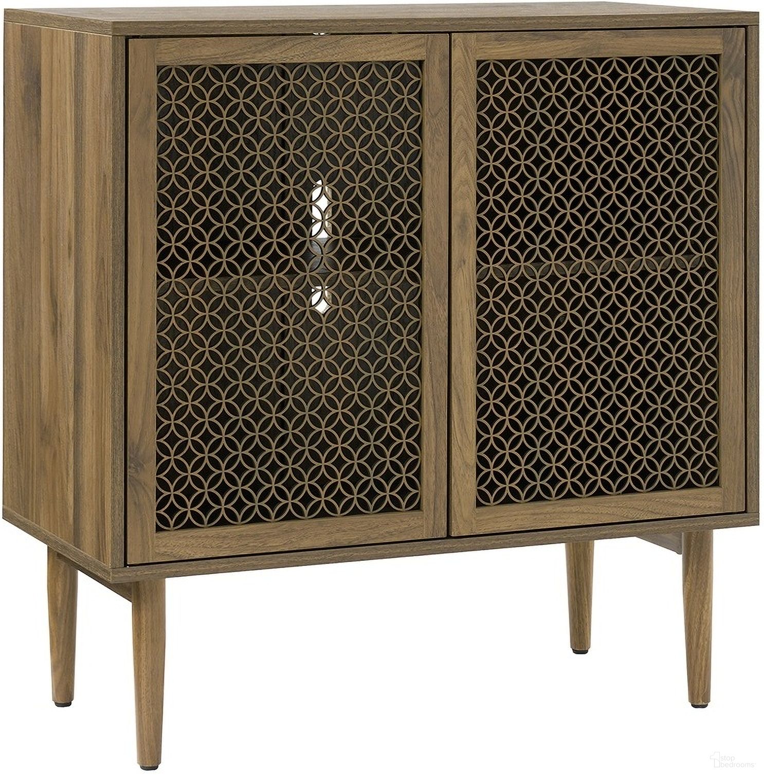 The appearance of Adolf Accent Cabinet In Walnut designed by Karat Home in the modern / contemporary interior design. This walnut piece of furniture  was selected by 1StopBedrooms from Adolf Collection to add a touch of cosiness and style into your home. Sku: SCSD0981-WAL. Material: Engineered Wood.
