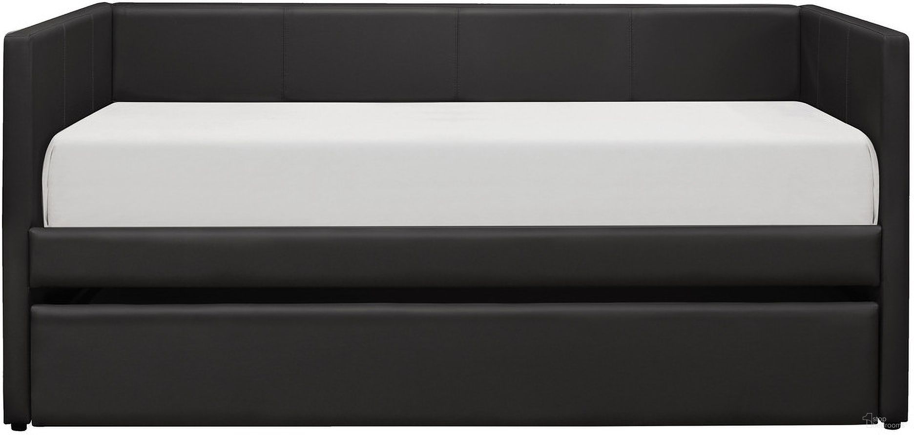 The appearance of Adra Black Daybed with Trundle designed by Homelegance in the modern / contemporary interior design. This black piece of furniture  was selected by 1StopBedrooms from Adra Collection to add a touch of cosiness and style into your home. Sku: 4949BK-A;4949BK-B. Bed Type: Daybed. Material: Faux Leather.