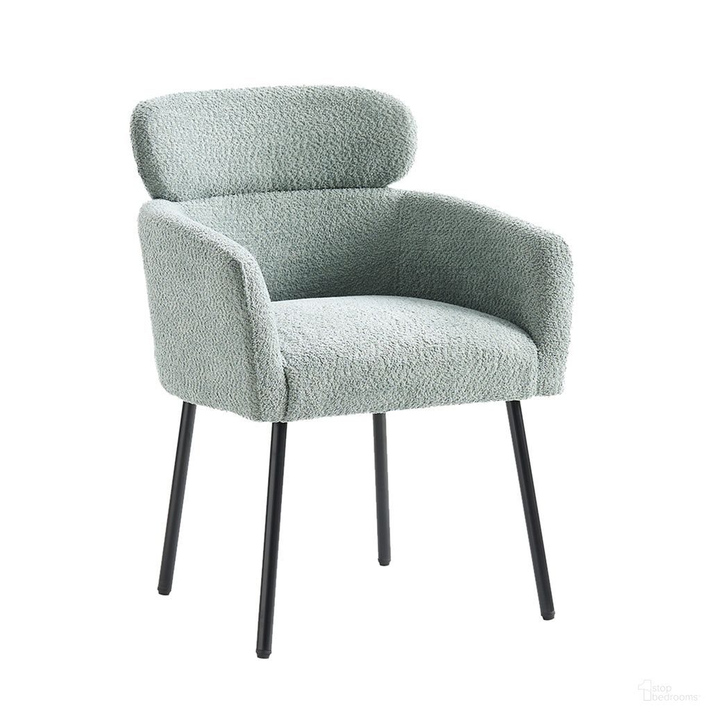The appearance of Adrian Boucle Dining Chair In Sage designed by Karat Home in the modern / contemporary interior design. This sage piece of furniture was selected by 1StopBedrooms from Adrian Collection to add a touch of cosiness and style into your home. Sku: DCMJ1053-SGE. Material: Chenille. Chair Type: Arm Chair.