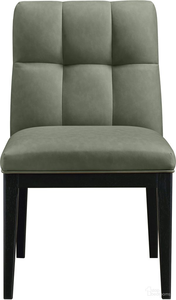 Adrian Vegan Leather Dining Side Chair Set of 2 In Black and Green