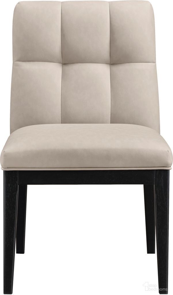 The appearance of Adrian Vegan Leather Dining Side Chair Set of 2 In Black and Taupe designed by Meridian in the modern / contemporary interior design. This black/taupe piece of furniture was selected by 1StopBedrooms from Adrian Collection to add a touch of cosiness and style into your home. Sku: 972Taupe-SC. Material: Vegan Leather. Chair Type: Side Chair.