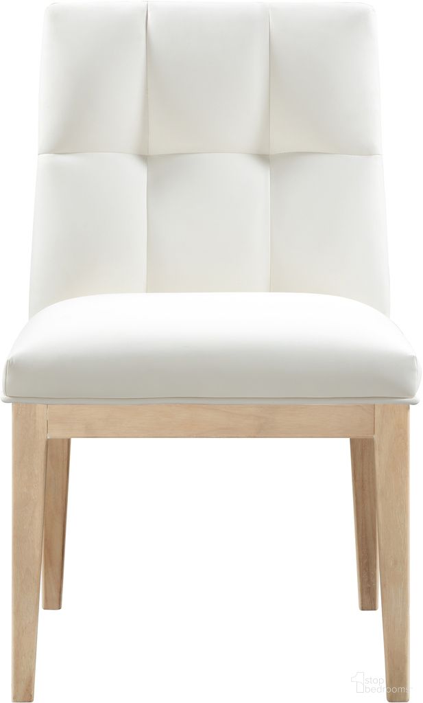 The appearance of Adrian Vegan Leather Dining Side Chair Set of 2 In Natural and Cream designed by Meridian in the modern / contemporary interior design. This natural/cream piece of furniture was selected by 1StopBedrooms from Adrian Collection to add a touch of cosiness and style into your home. Sku: 971Cream-SC. Material: Vegan Leather. Chair Type: Side Chair.