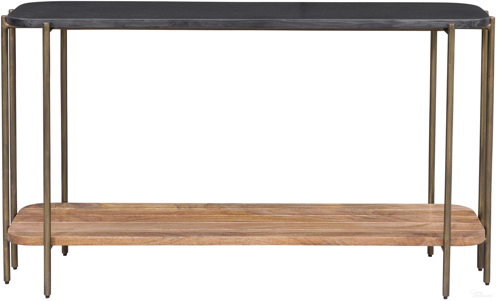 The appearance of Adrienne Rectangle Console Table In Dark Brown and Natural designed by Bassett Mirror Company in the modern / contemporary interior design. This dark brown and natural piece of furniture was selected by 1StopBedrooms from Adrienne Collection to add a touch of cosiness and style into your home. Sku: 6004-LR-400B;6004-LR-400T. Material: Marble.