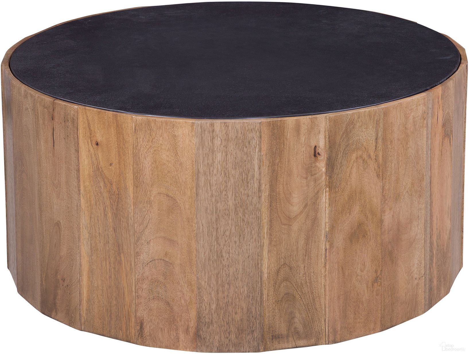 Adrienne Round Cocktail Table In Dark Brown and Natural