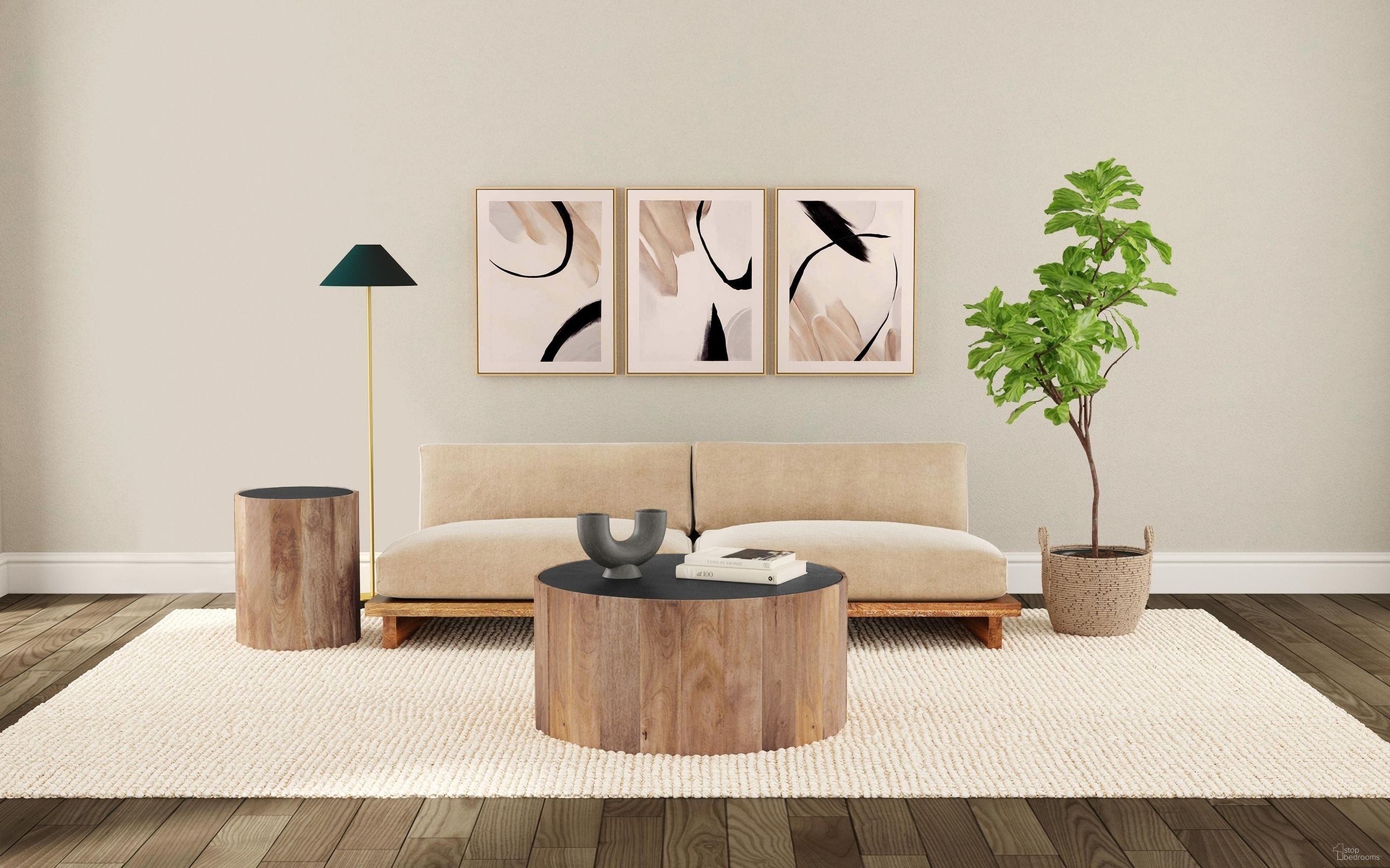 Adrienne Round Occasional Table Set In Dark Brown and Natural