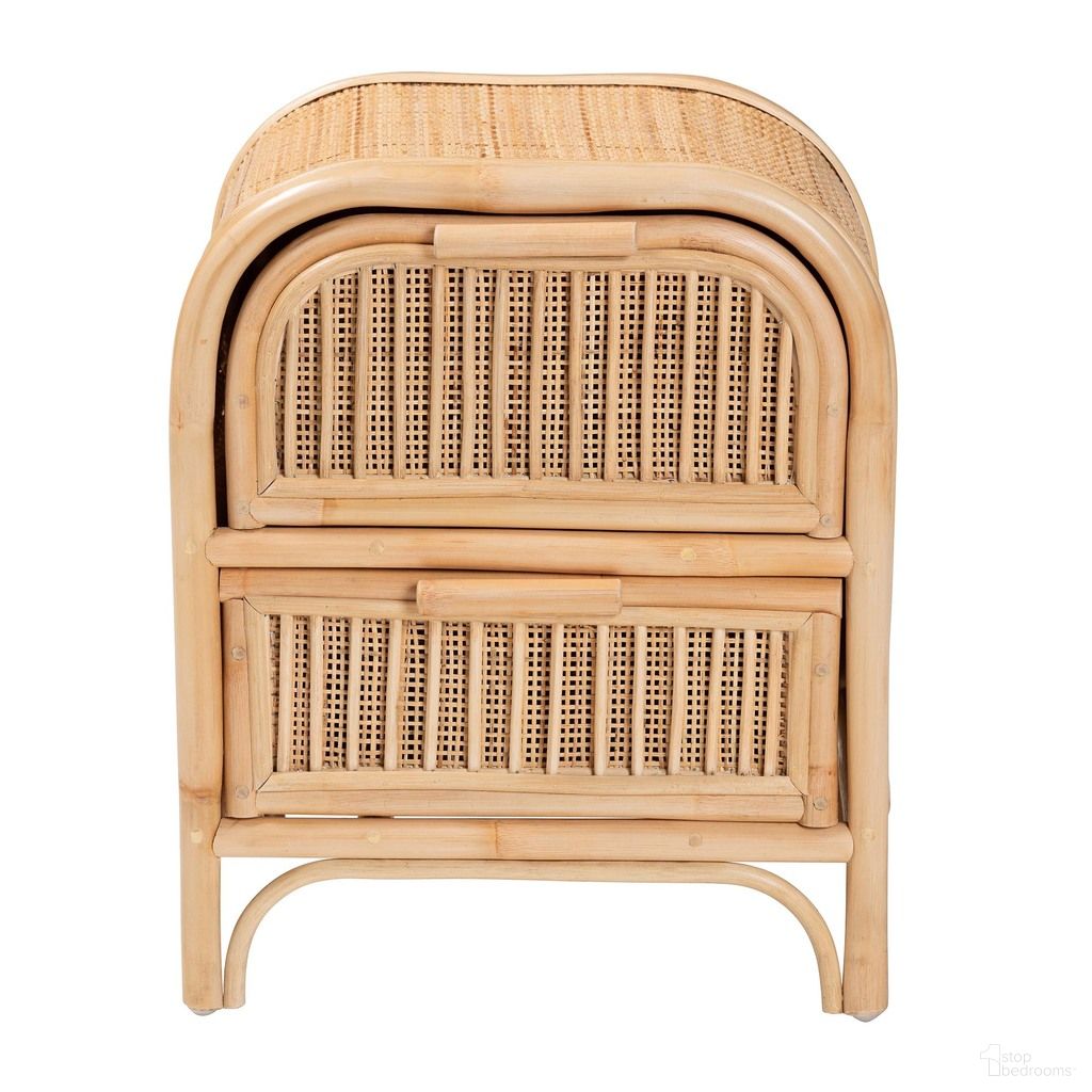 Adrika Rattan 2-Drawer Nightstand In Natural