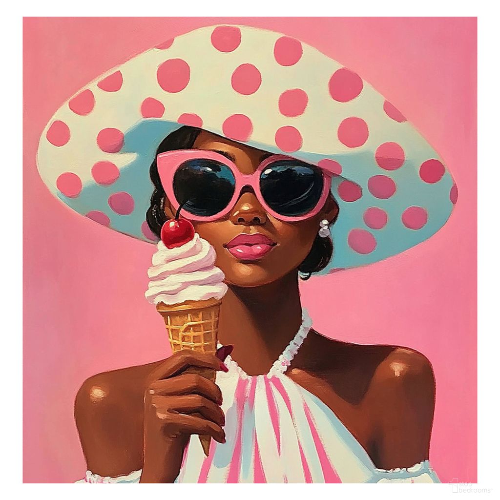 Adventurous Ice Cream on Canvas Wall Art In Pink
