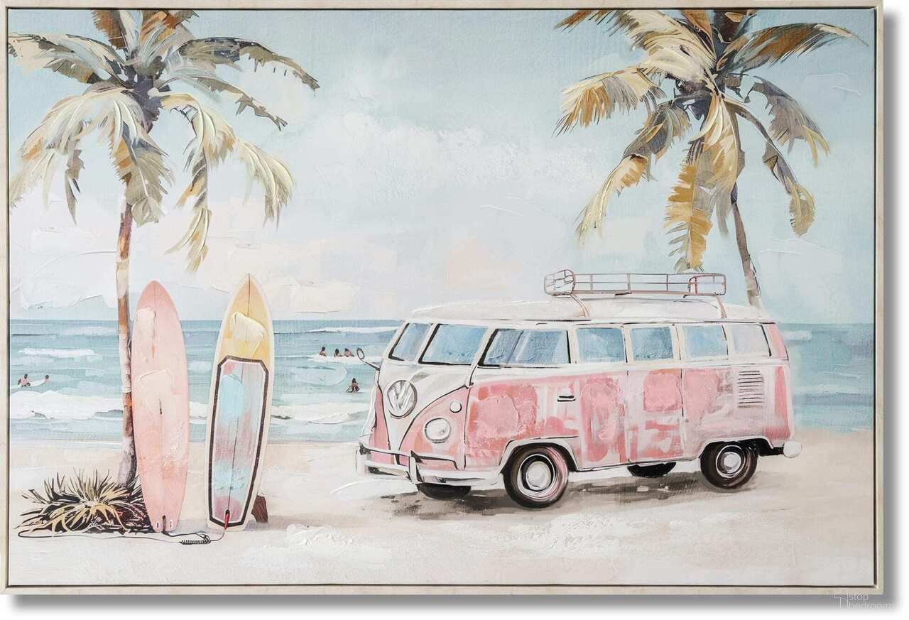 Adventurous Retro Beach Daydream Canvas Wall Art In Multi