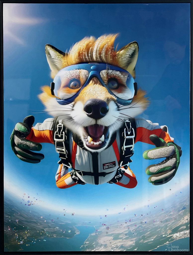 Adventurous Skybound Pals I - 32" x 24" - Gloss Canvas with Rocks In Black/White/Blue