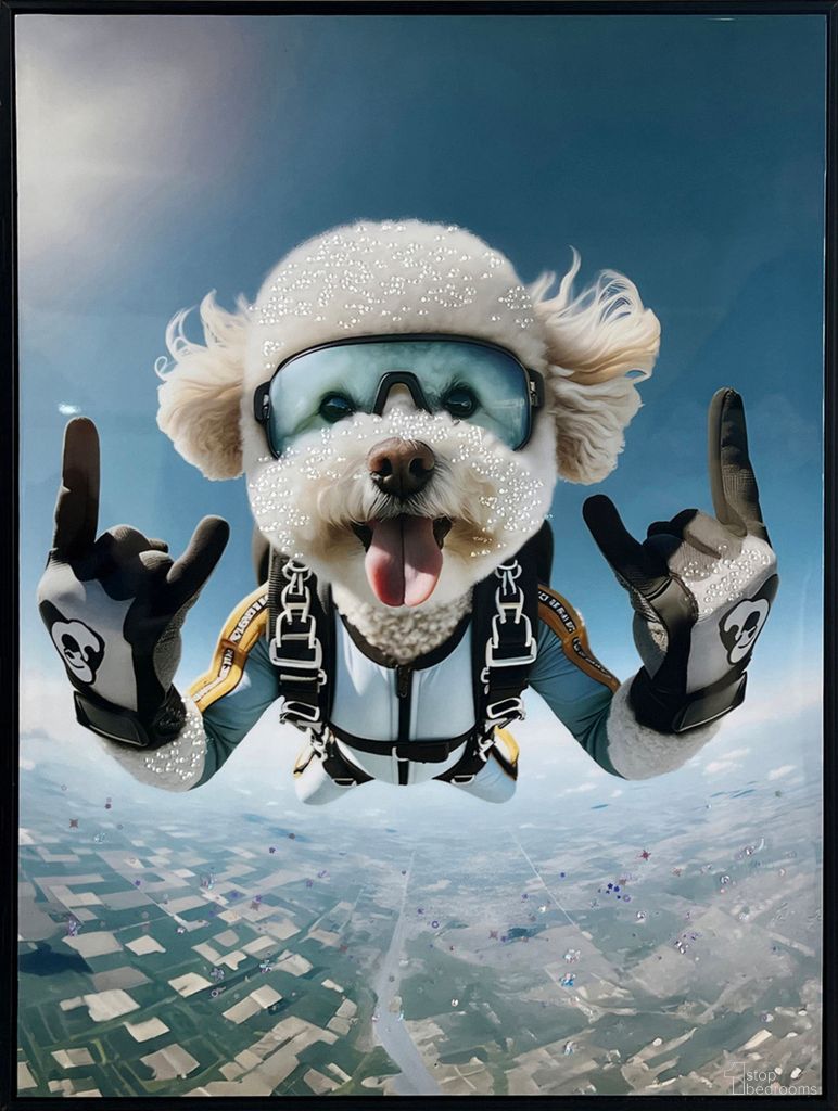 Adventurous Skybound Pals II - 32" x 24" - Gloss Canvas with Rocks In Black/White/Blue