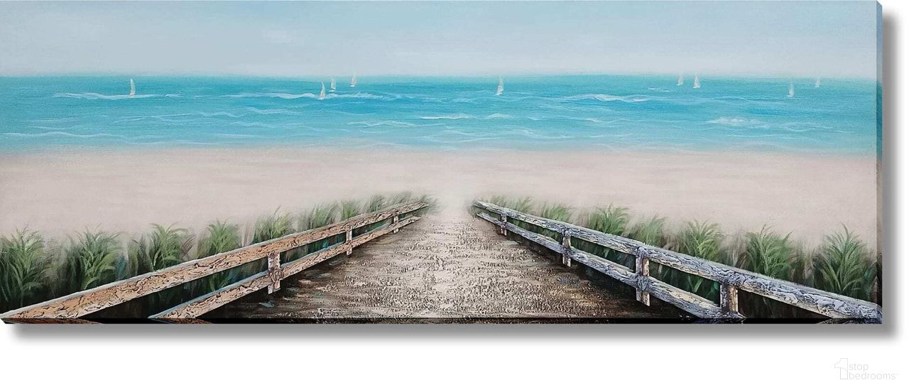 Adventurous Tranquil Sands Coastal Walkway Canvas Wall Art In Multi