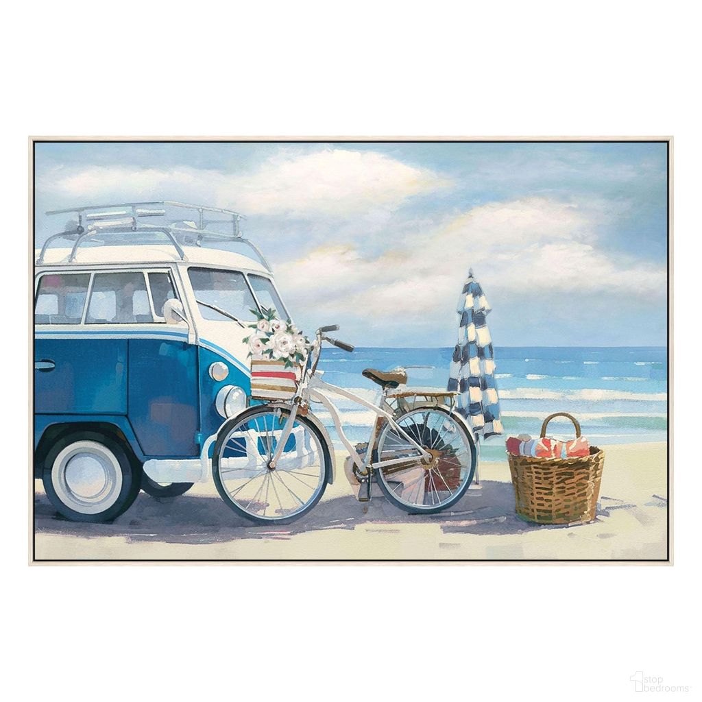 Adventurous Vintage Bus by the Beach Canvas Wall Art In Multi