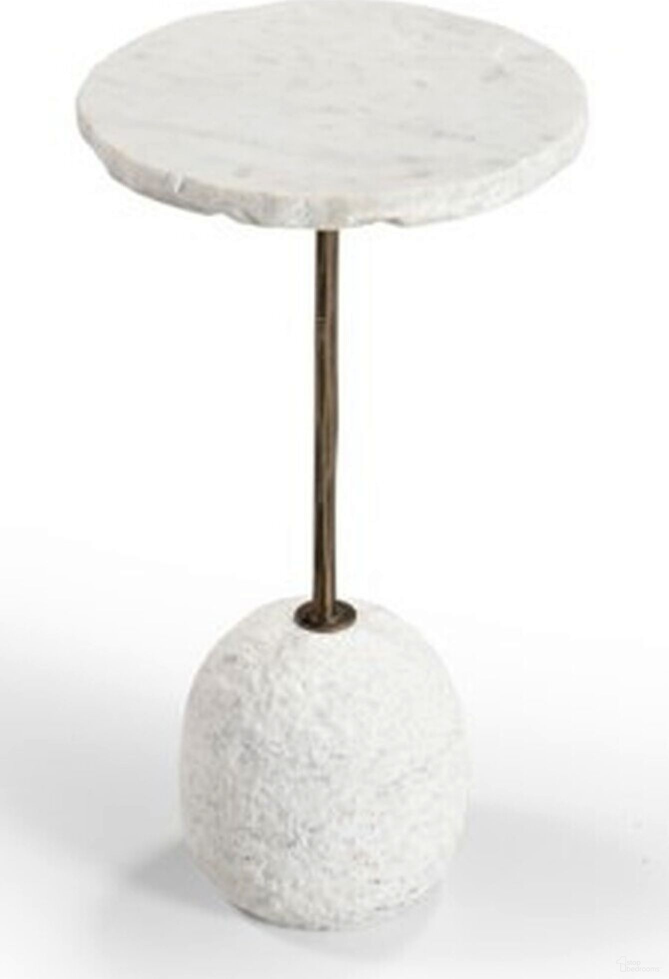 The appearance of Aeirith Round Accent Table In White Marble and Brass designed by Bassett Mirror Company in the modern / contemporary interior design. This white marble and brass piece of furniture  was selected by 1StopBedrooms from Aeirith Collection to add a touch of cosiness and style into your home. Sku: 5596-LR-223. Material: Stone.