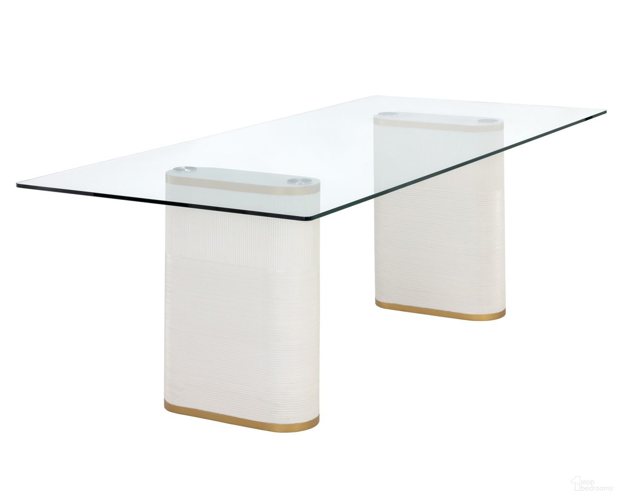 Aemond 86.5 Inch Aemond Dining Table In White and Clear