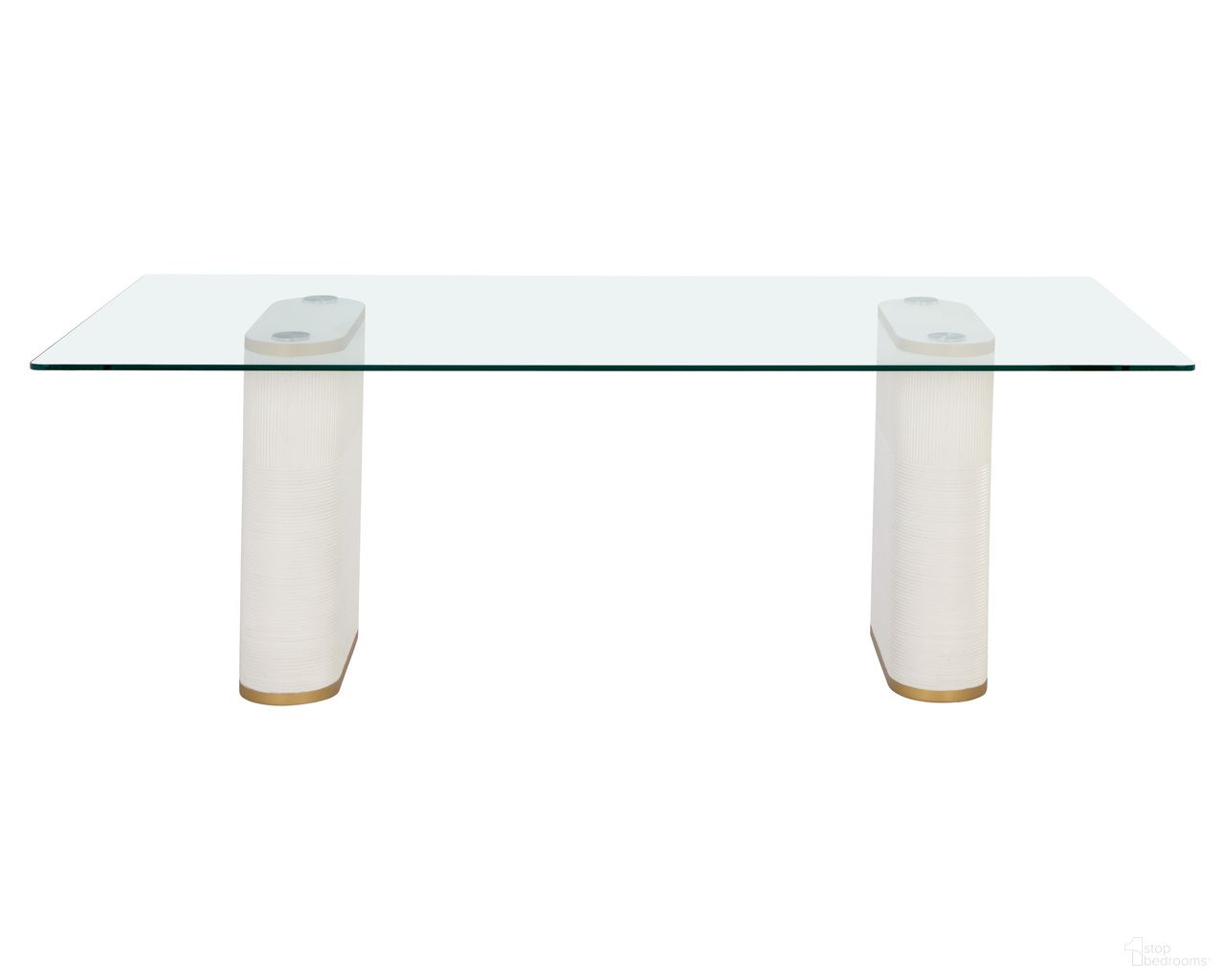 Aemond 86.5 Inch Aemond Dining Table In White and Clear