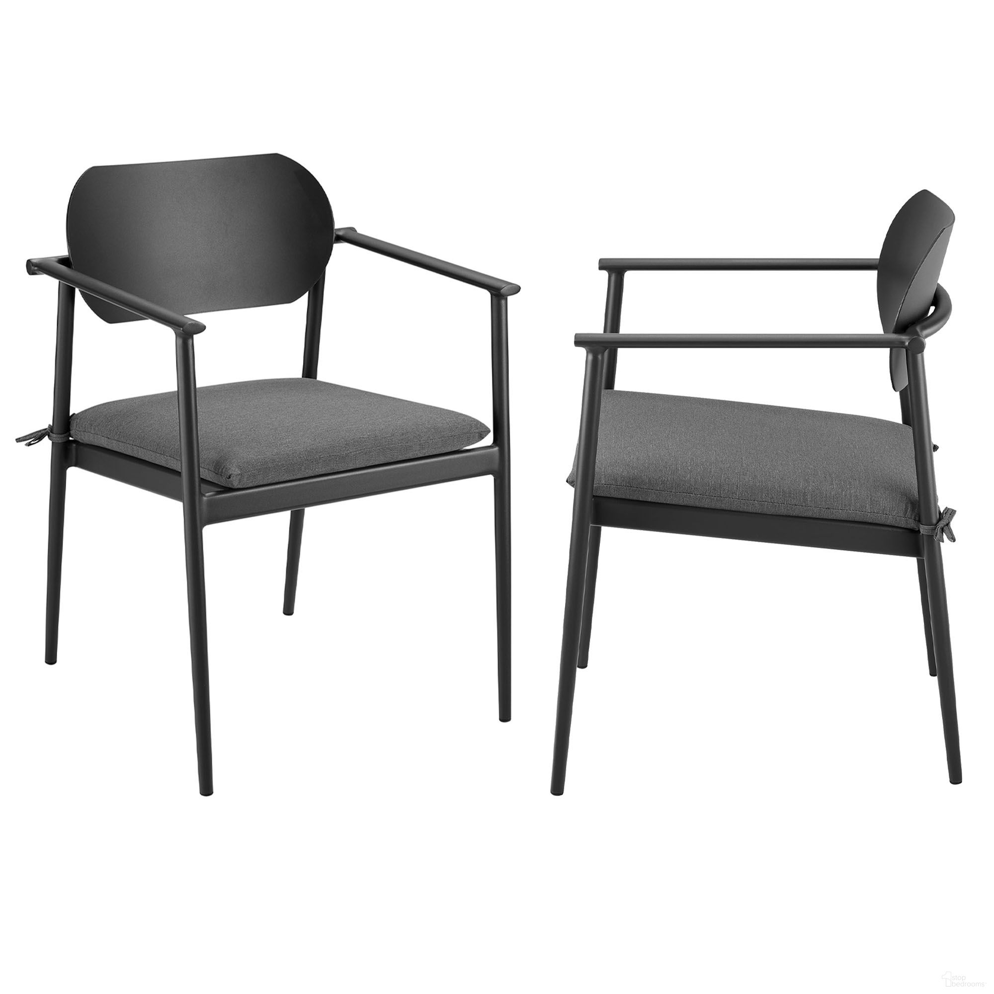 The appearance of Aeris Stackable Outdoor Patio Aluminum Dining Armchair Set of 2 In Charcoal designed by Modway in the modern / contemporary interior design. This charcoal piece of furniture was selected by 1StopBedrooms from Aeris Collection to add a touch of cosiness and style into your home. Sku: EEI-7148-CHA-CHA. Material: Aluminum.