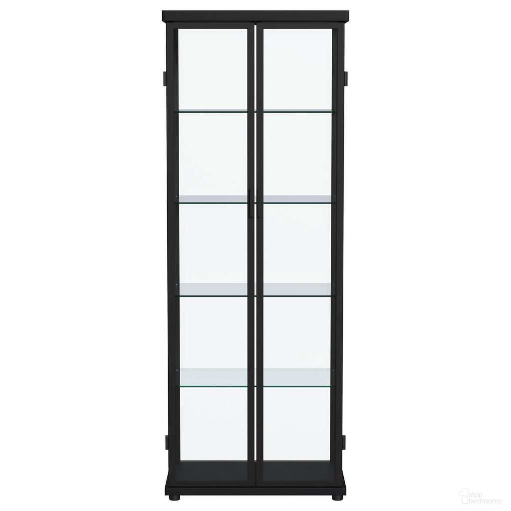The appearance of Aero 5-Shelf Display Curio Cabinet with LED Lighting In Black designed by Coaster in the modern / contemporary interior design. This black piece of furniture  was selected by 1StopBedrooms from Aero Collection to add a touch of cosiness and style into your home. Sku: 950400. Material: Metal.