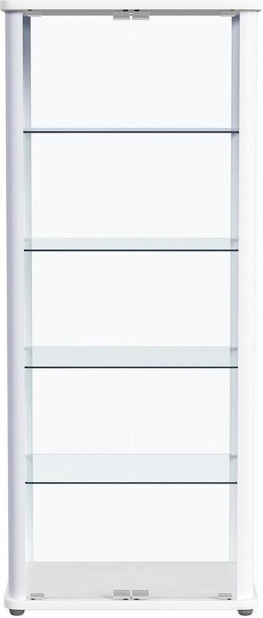 The appearance of Aero 5-Shelf Display Curio Cabinet with LED Lighting In White designed by Coaster in the modern / contemporary interior design. This white piece of furniture was selected by 1StopBedrooms from Aero Collection to add a touch of cosiness and style into your home. Sku: 950399. Material: Metal.