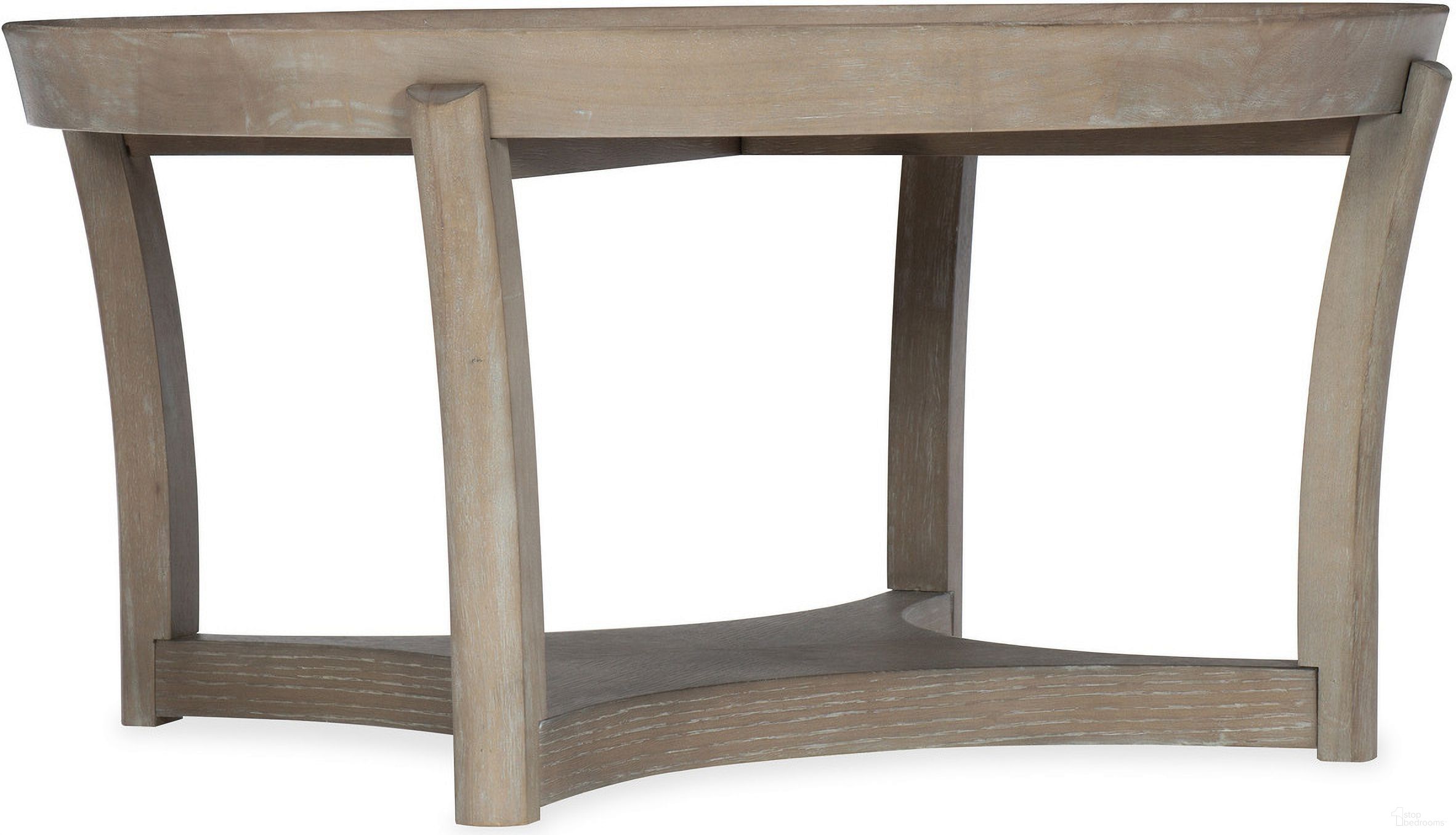 The appearance of Affinity Round Cocktail Table designed by Hooker in the transitional interior design. This gray piece of furniture  was selected by 1StopBedrooms from Affinity Collection to add a touch of cosiness and style into your home. Sku: 6050-80111-GRY. Material: Oak Veneer.
