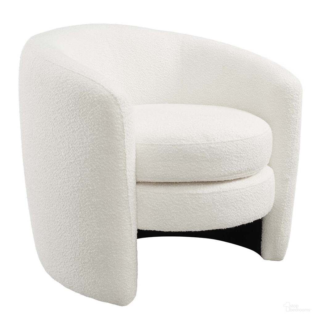 Affinity Upholstered Boucle Fabric Curved Back Arm Chair In Cloud