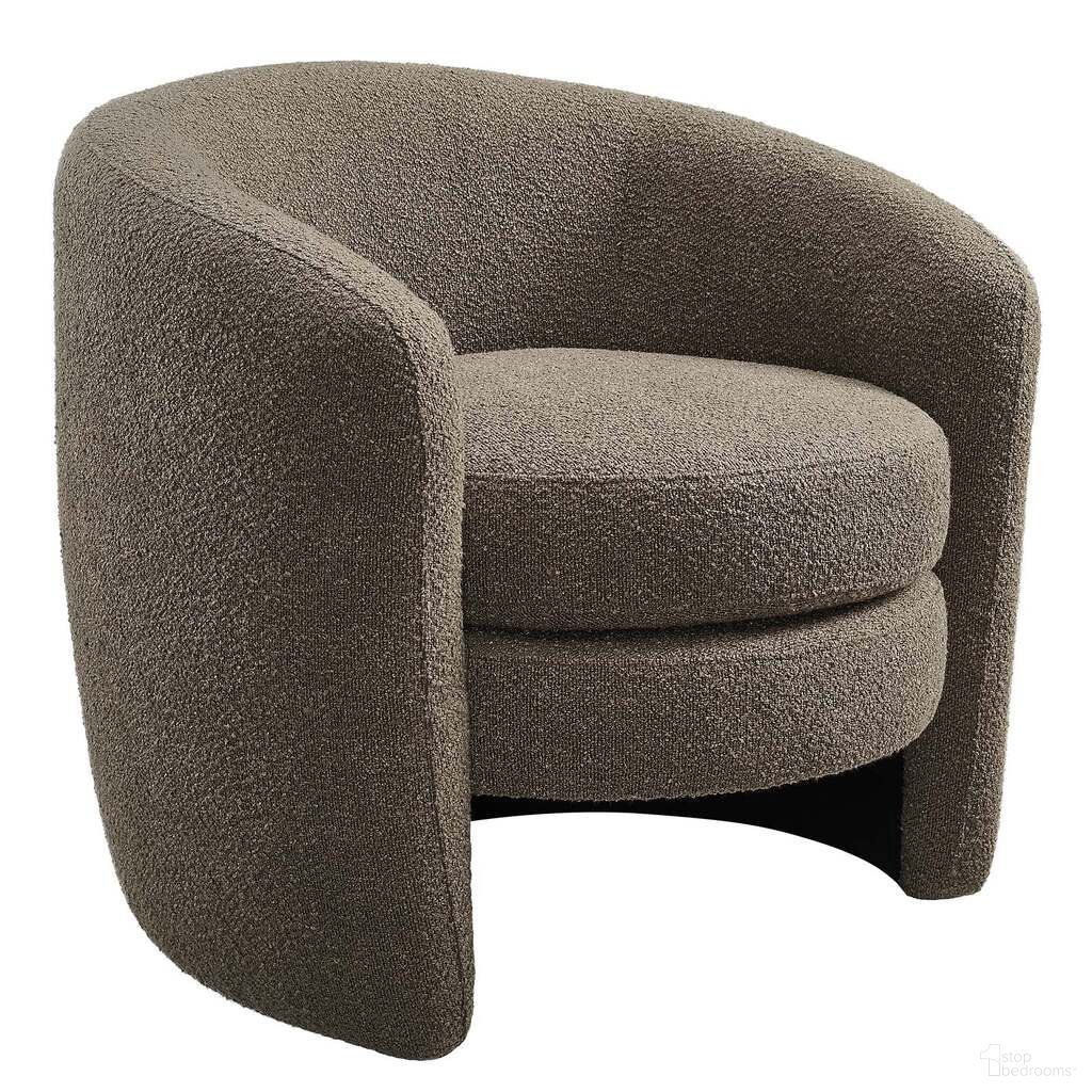 Affinity Upholstered Boucle Fabric Curved Back Arm Chair In Pebble