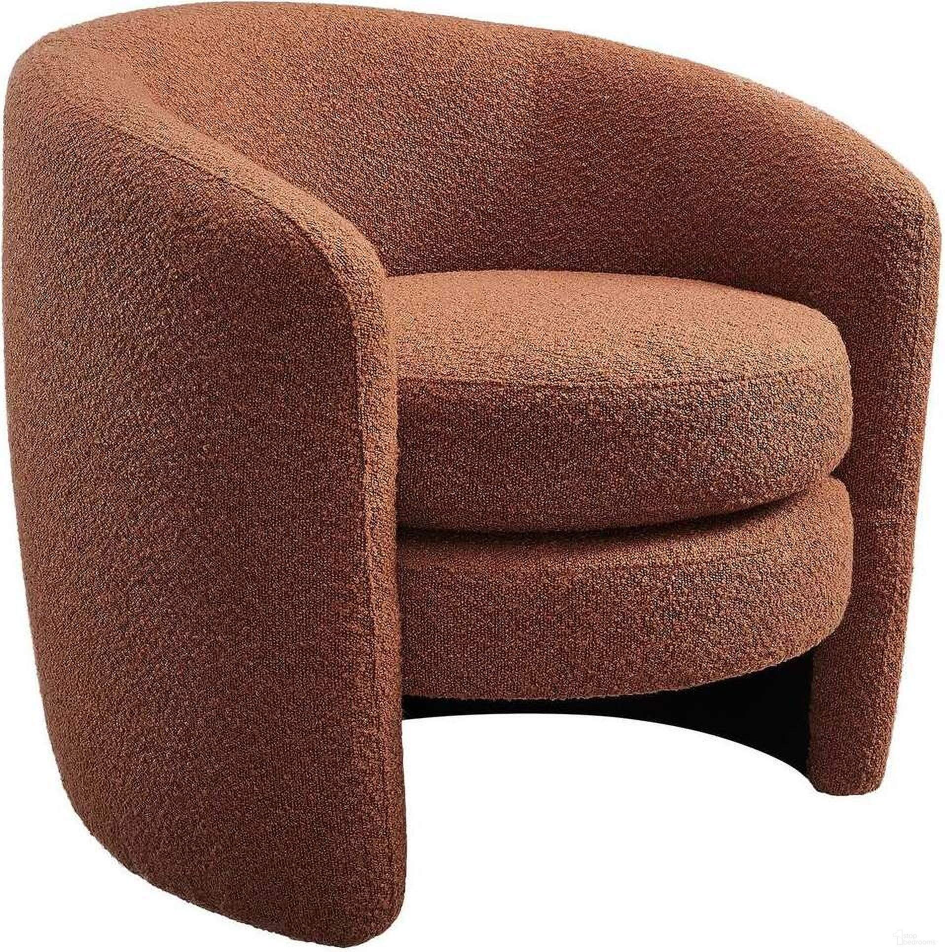 Affinity Upholstered Boucle Fabric Curved Back Arm Chair In Rust