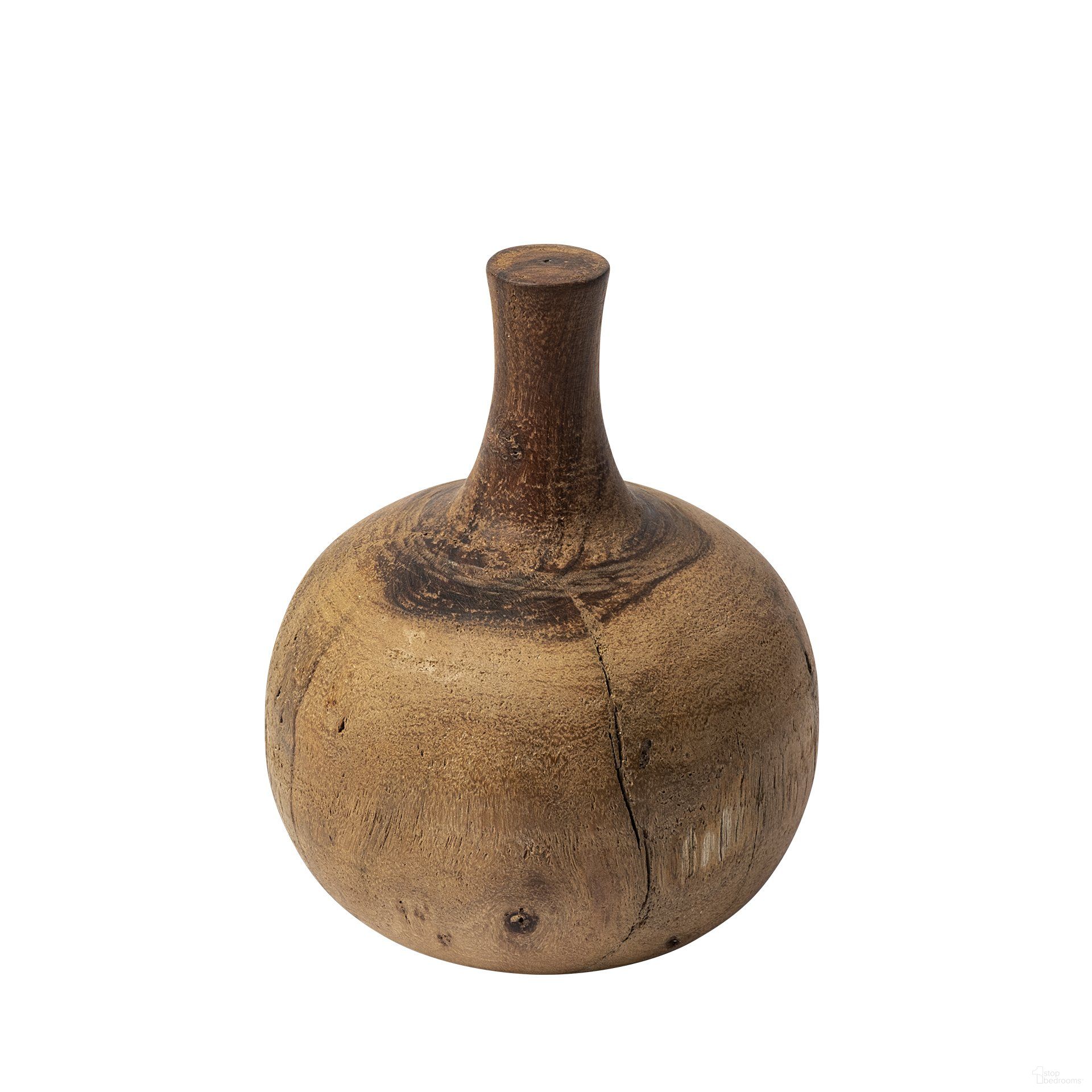 Afra Solid Wood Vase Shaped Medium Decorative Object In Brown