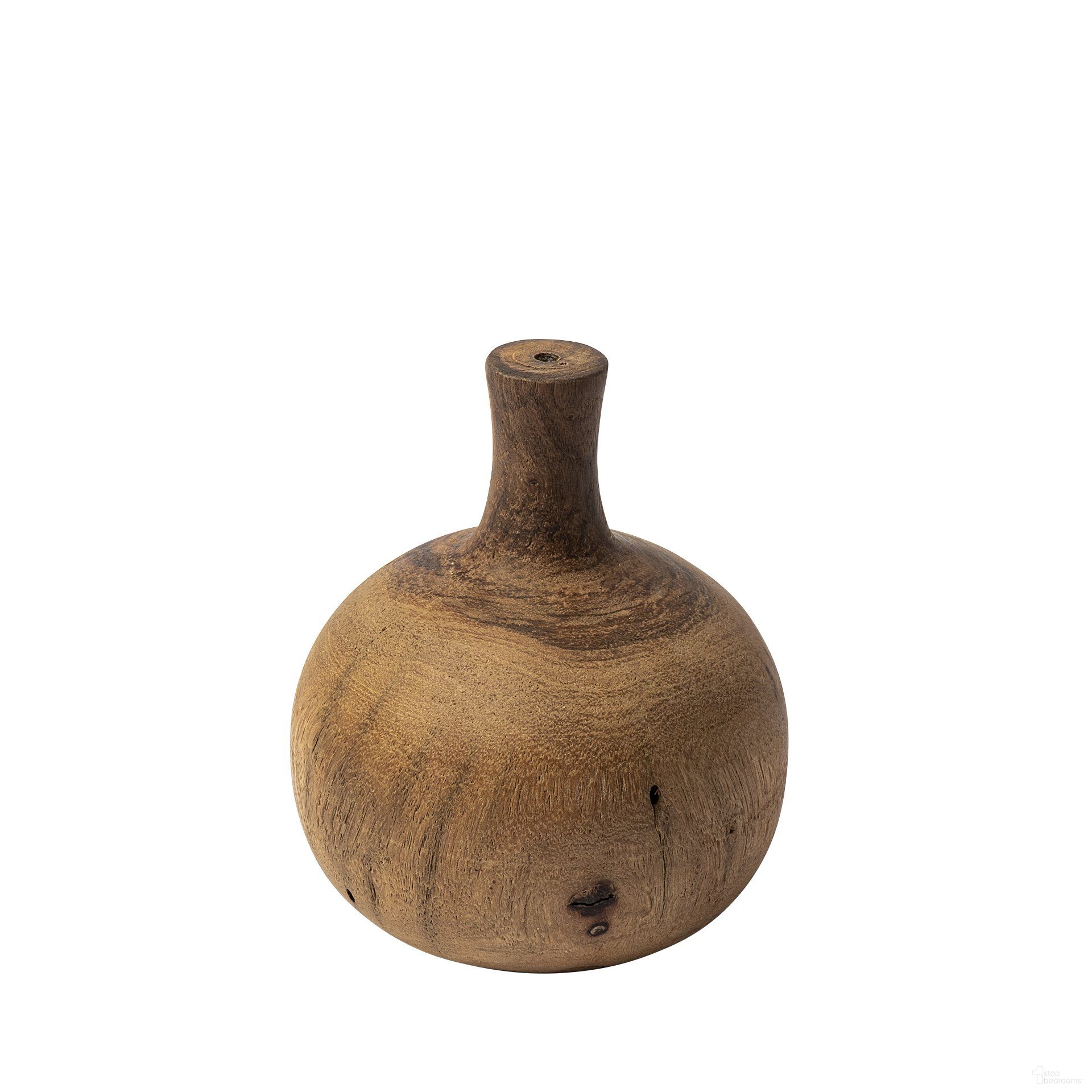 Afra Solid Wood Vase Shaped Small Decorative Object In Brown
