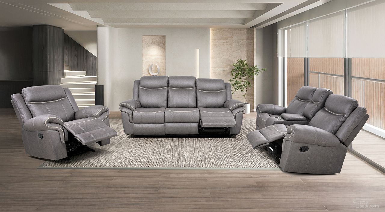 The appearance of Agata Living Room Set In Warm Gray designed by Furniture of America in the transitional interior design. This warm gray piece of furniture was selected by 1StopBedrooms from Agata Collection to add a touch of cosiness and style into your home. Sku: NX6001WG-SF;NX6001WG-LV. Material: Leather.