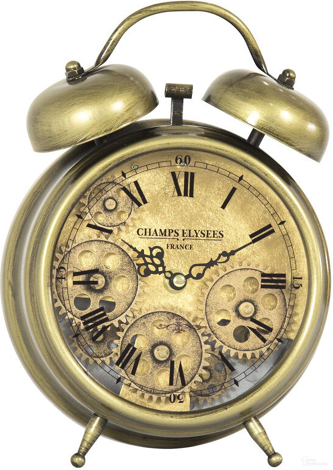 The appearance of Aged Bronze and Brass Gears Table Clock In Gunmetal designed by Yosemite Home Decor in the rustic / southwestern interior design. This gunmetal piece of furniture  was selected by 1StopBedrooms from  to add a touch of cosiness and style into your home. Sku: 5120009. Material: Metal.
