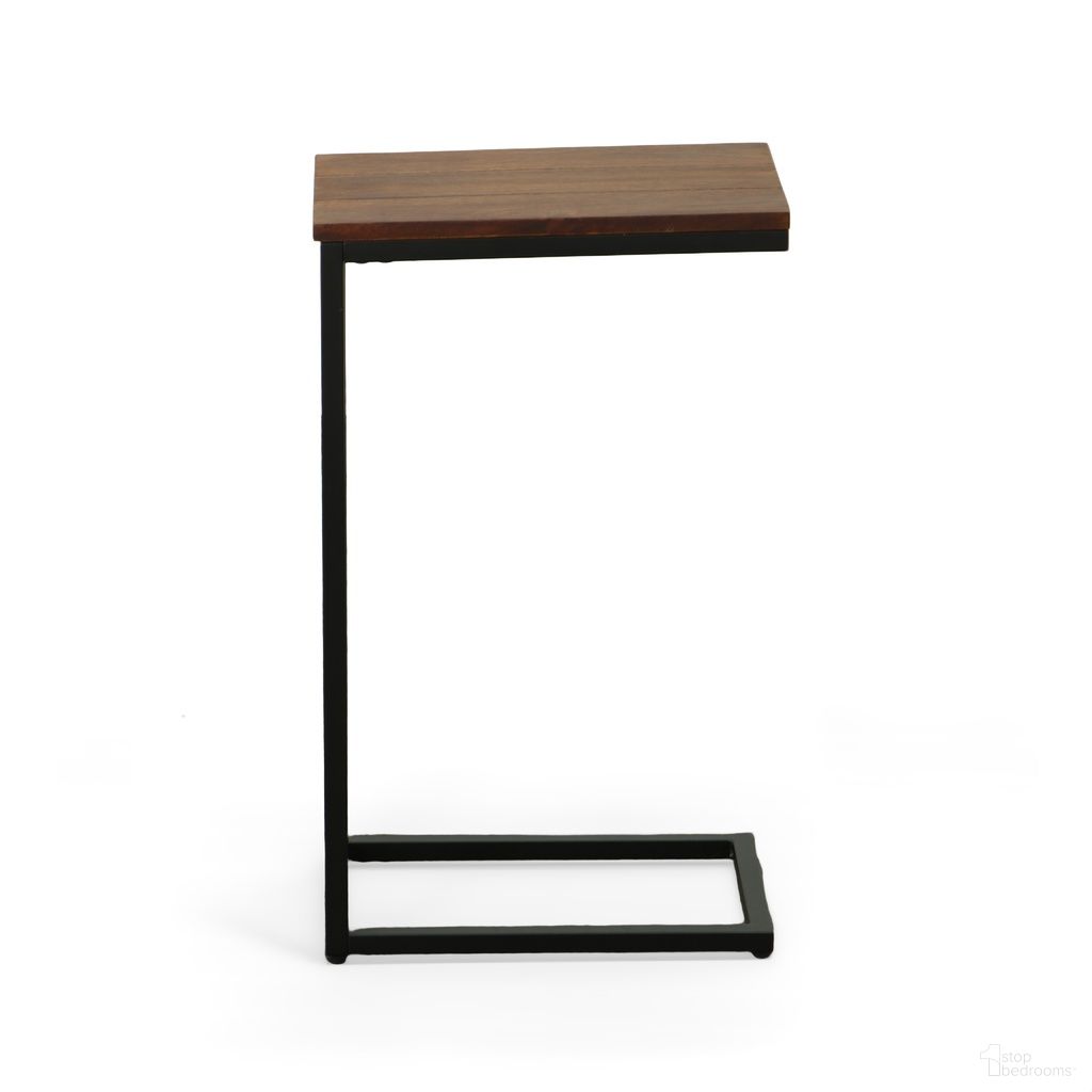 Aggie C-Form Accent Table In Chestnut Top - Black Base