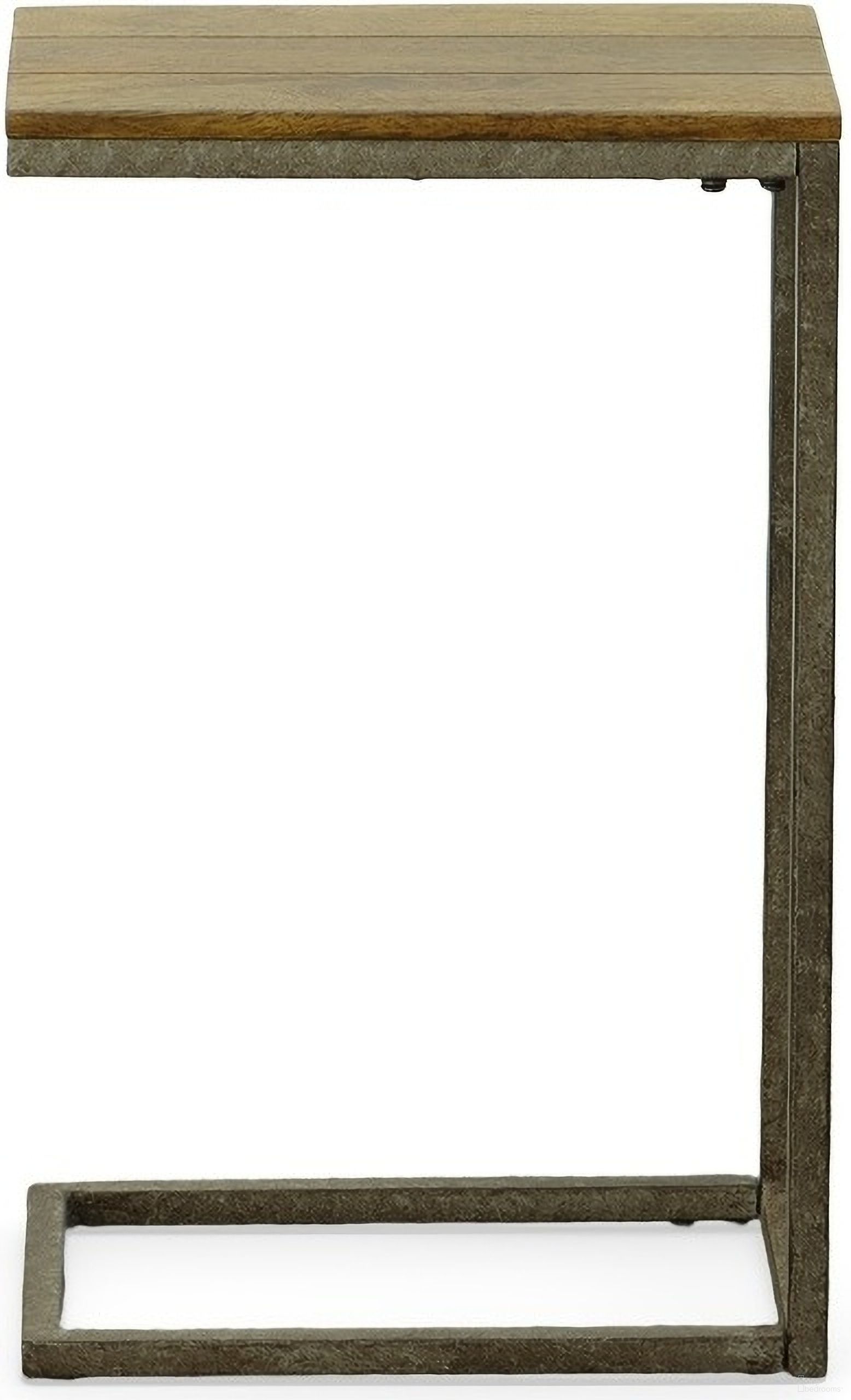 Aggie C-Form Accent Table In Harvest Oak Top - Aged Iron Base
