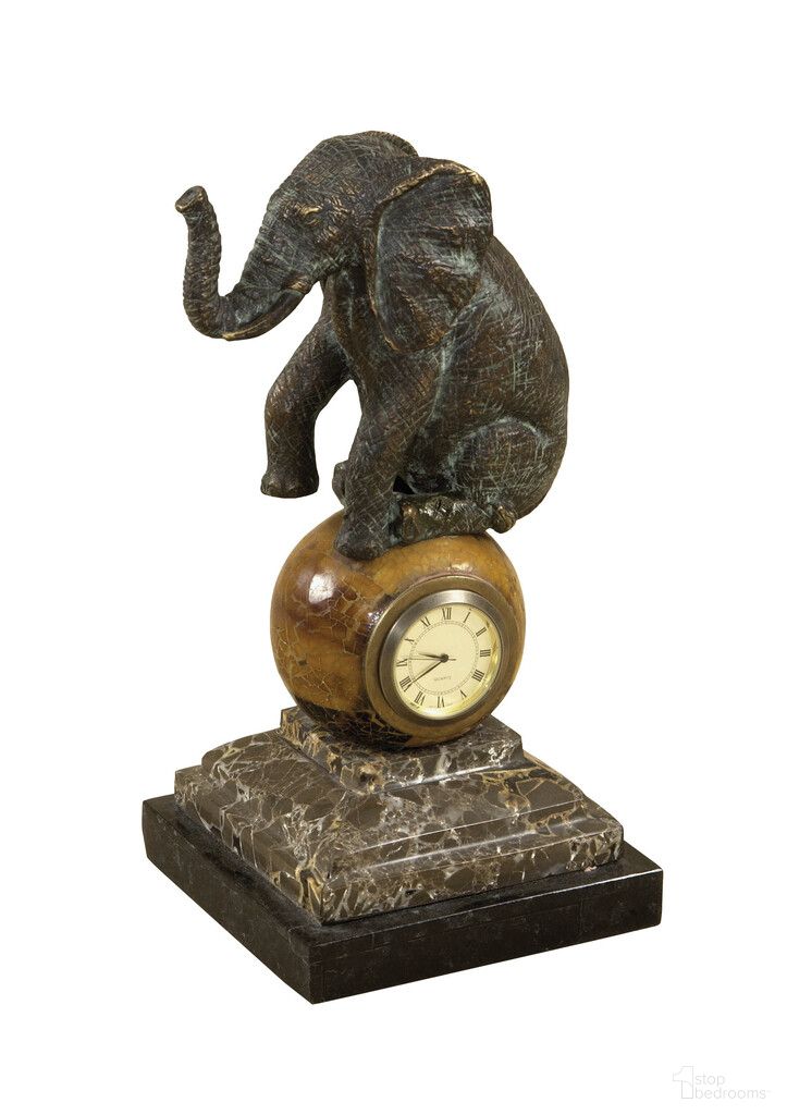 The appearance of Agile Elephant Clock In Brass/Penshell/Stone designed by Maitland-Smith in the modern / contemporary interior design. This brass/penshell/stone piece of furniture was selected by 1StopBedrooms from Maitland Smith Collection to add a touch of cosiness and style into your home. Sku: 8139-13. Material: Verdigris.