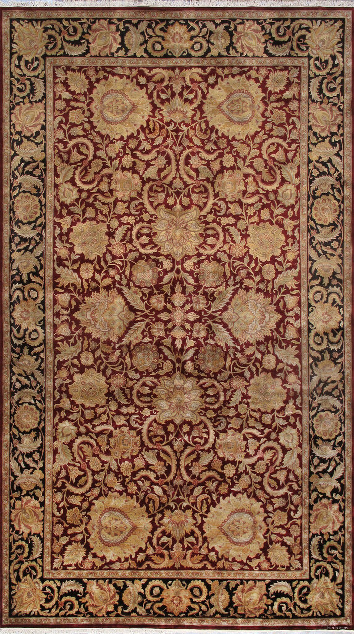 Agra Collection Hand-Knotted Lamb's Wool Area Rug-10' 3" x 18' 4" In Black and Red