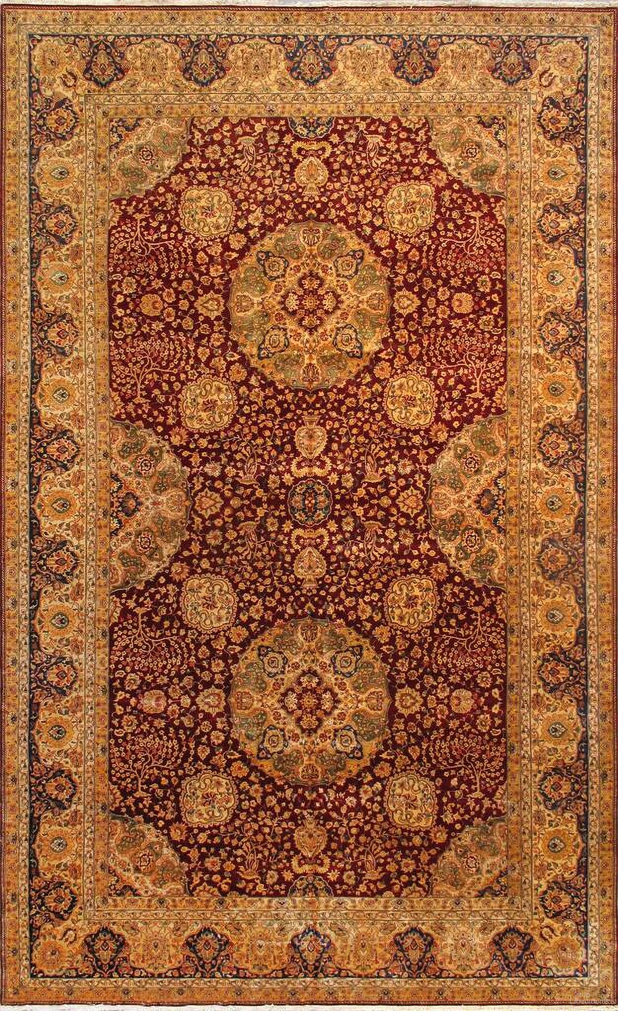 Agra Collection Hand-Knotted Lamb's Wool Area Rug-11' 2" x 18' 4" In Red and Multi
