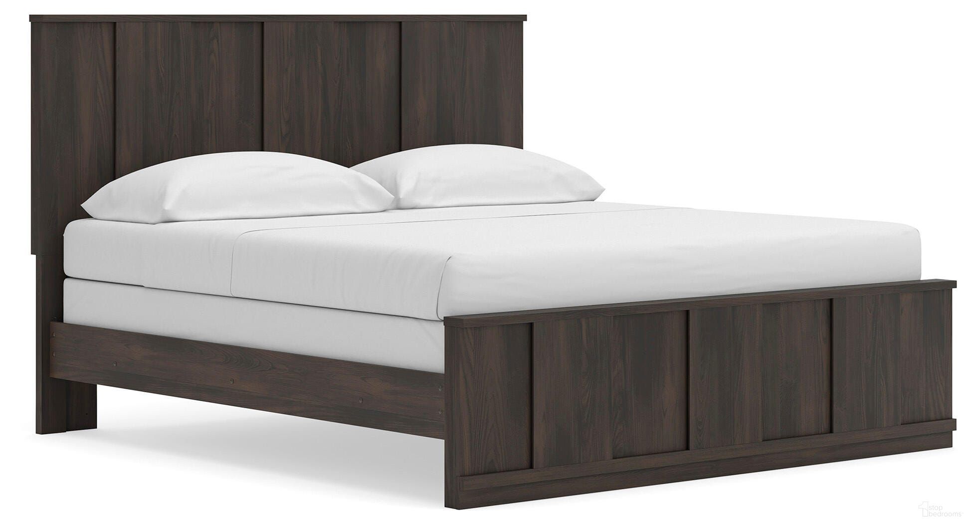 Agrander King Panel Bed In Dark Brown