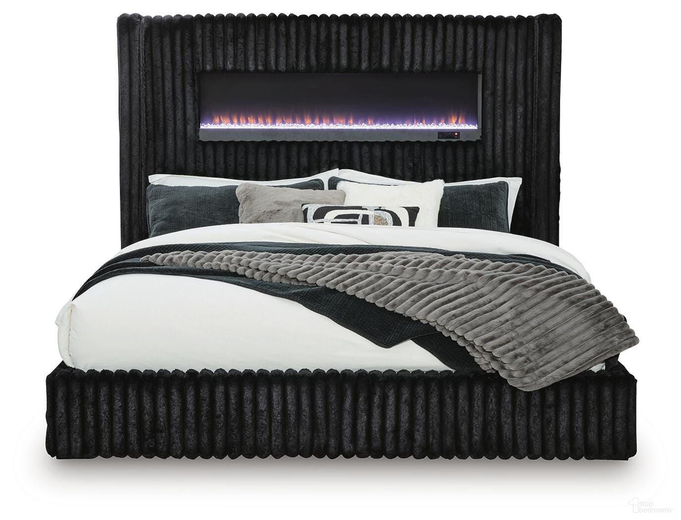 Agrander King Upholstered Bed In Black